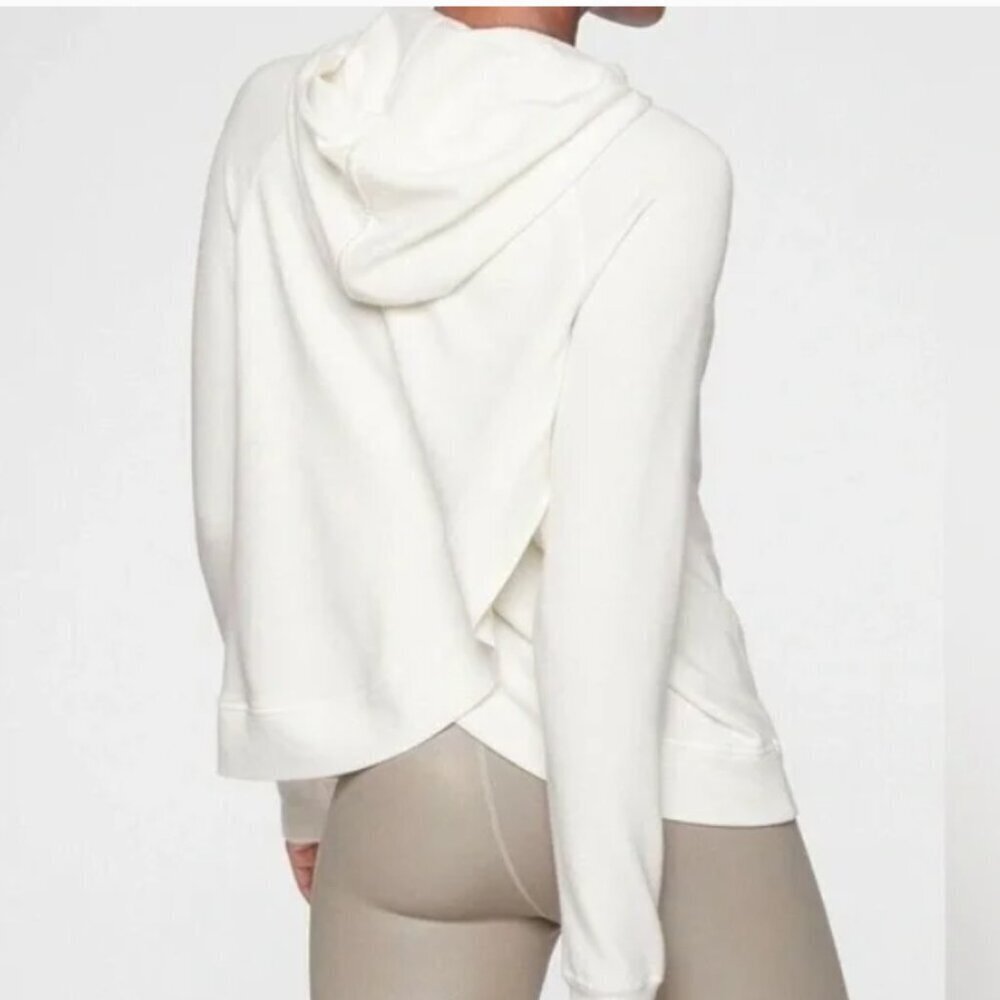 ATHLETA Bootcamp Pullover Cross Back Hoodie White Size Large